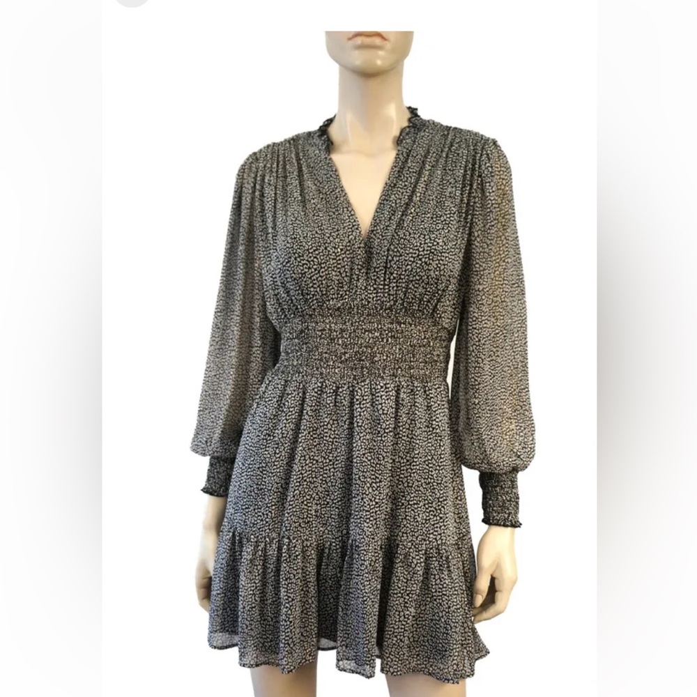 ZARA Long Sleeve Animal Print Chiffon Ruffle Hem Dress size medium NWT